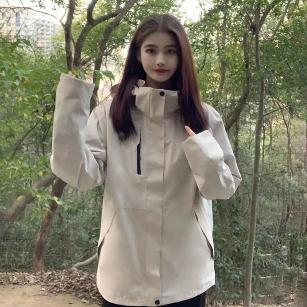 High Neck Zipper Jacket with Pockets for Women - Federica