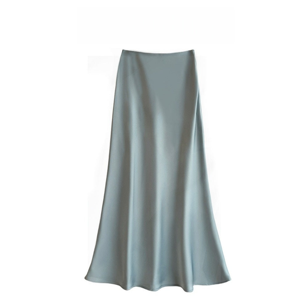 Satin Maxi Skirt with Elastic Waist for Women - Alda