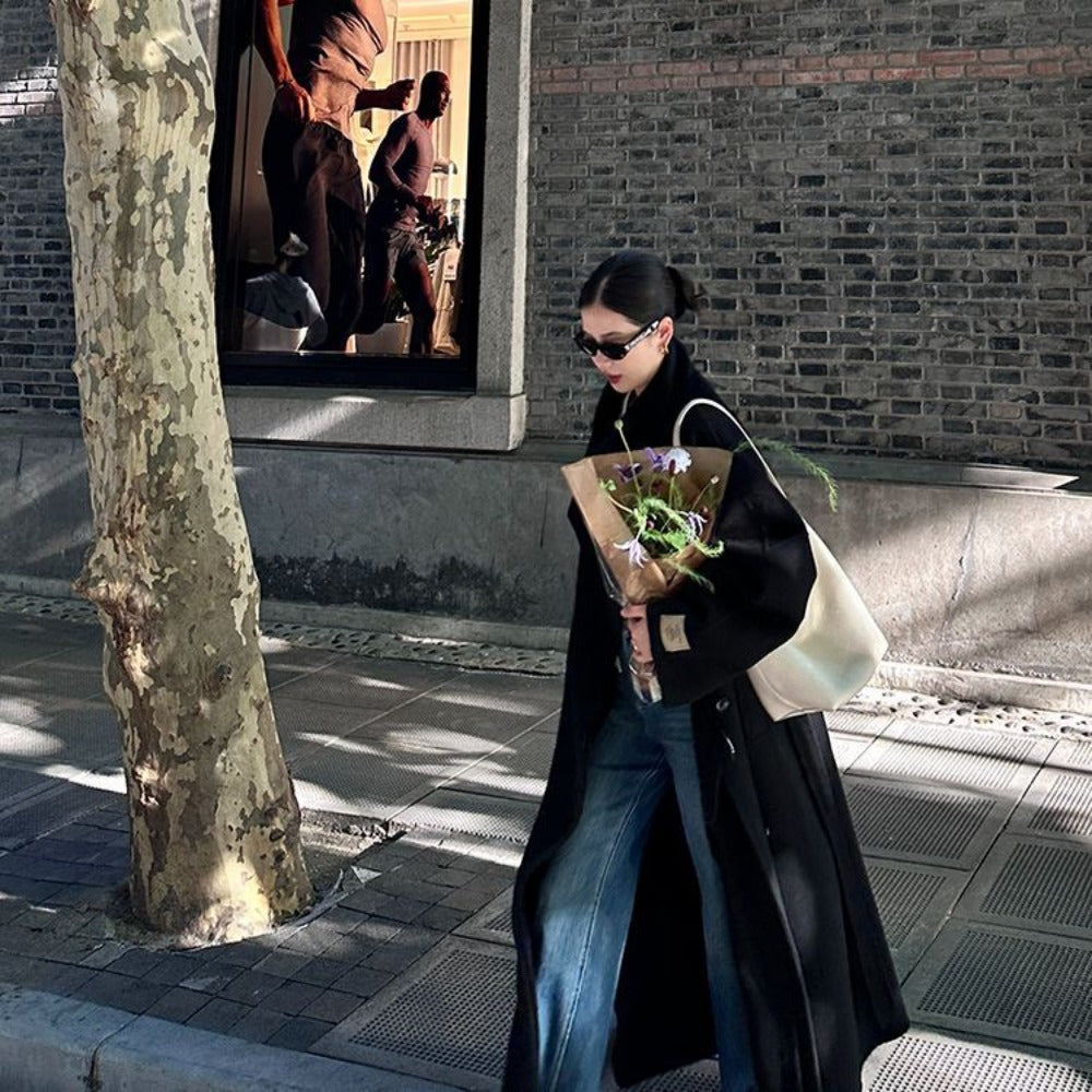 Long Oversized Trench Coat for Women - Delfina