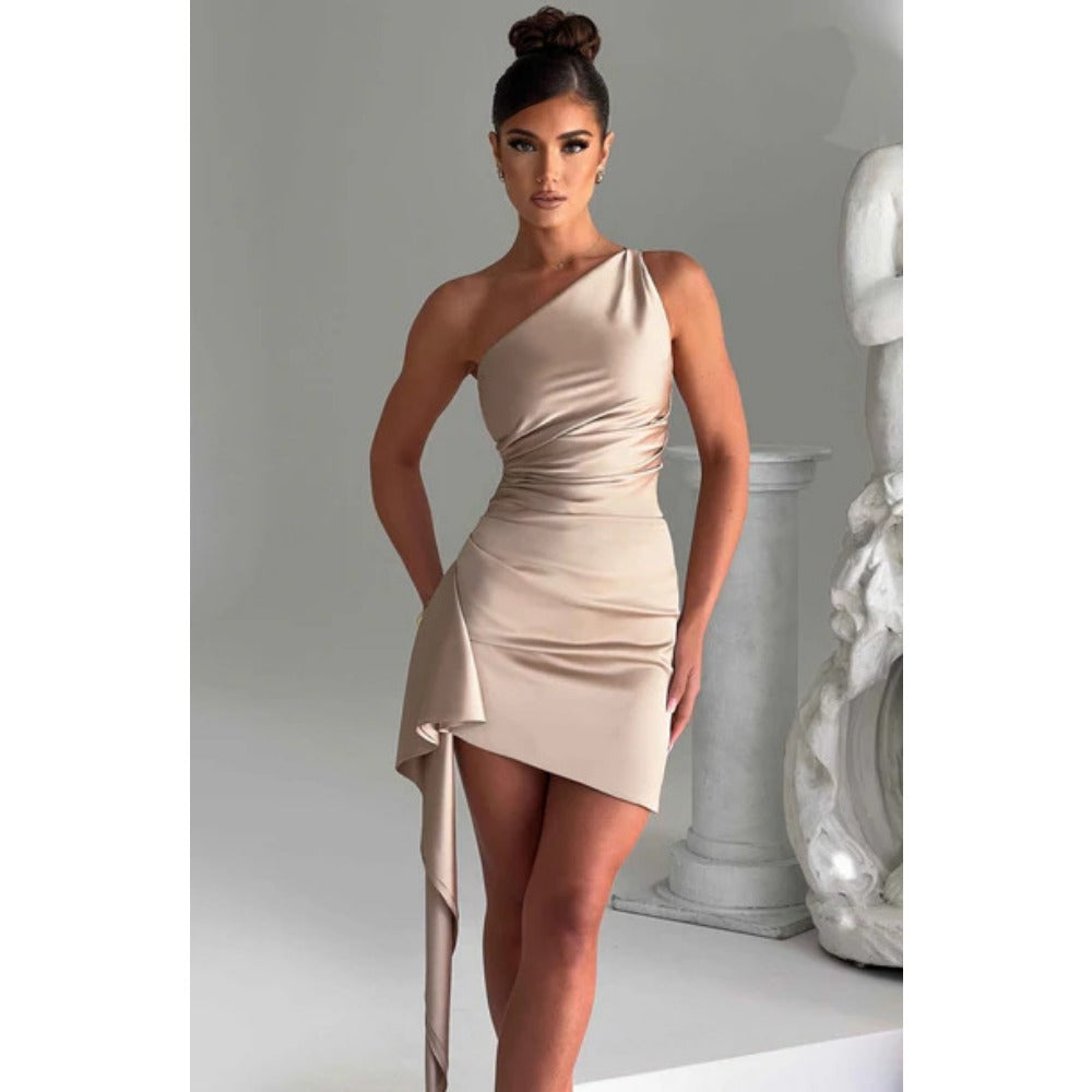 One Shoulder Ruched Mini Dress for Women - Bice