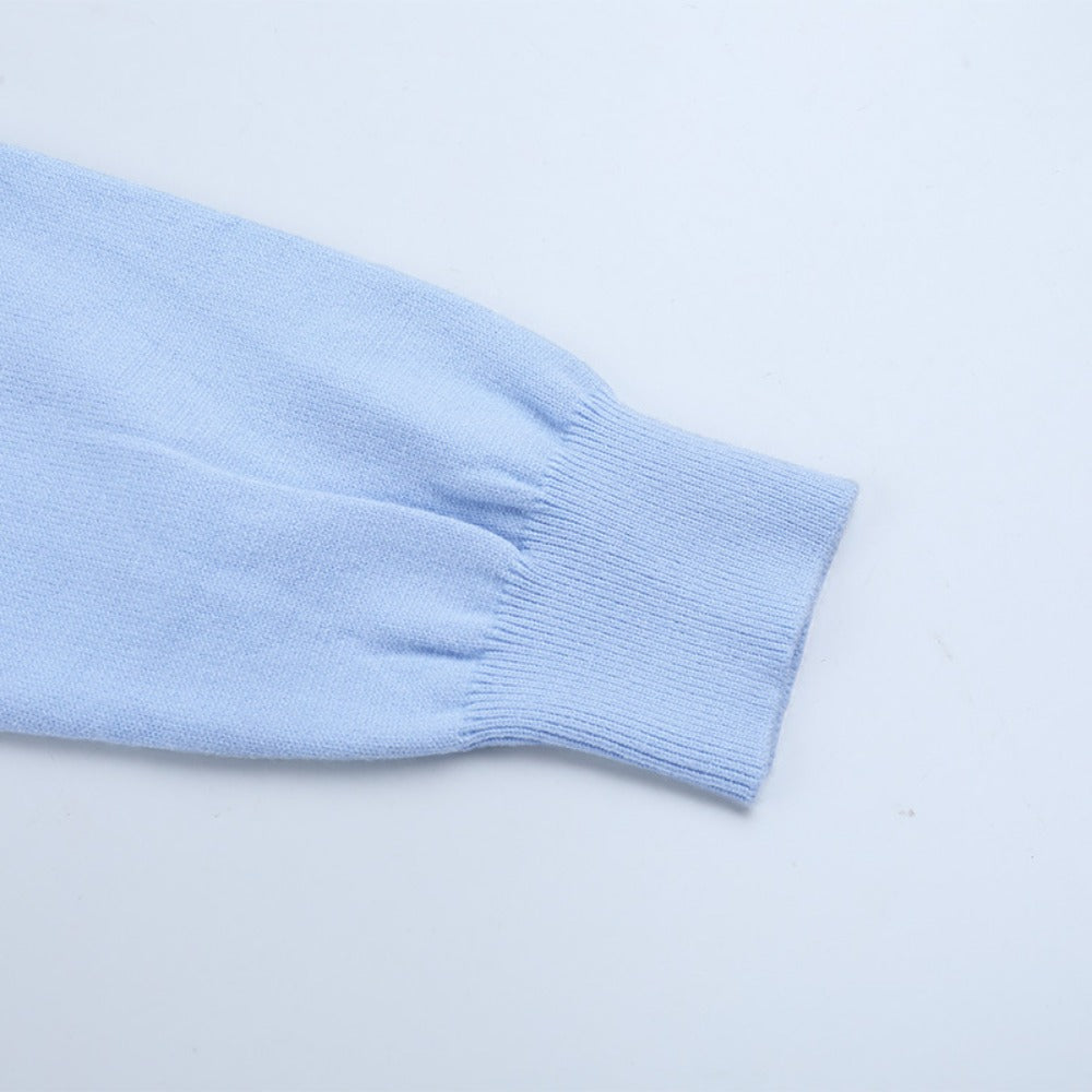 Light Blue Button Front Knit Cardigan for Women - Diletta