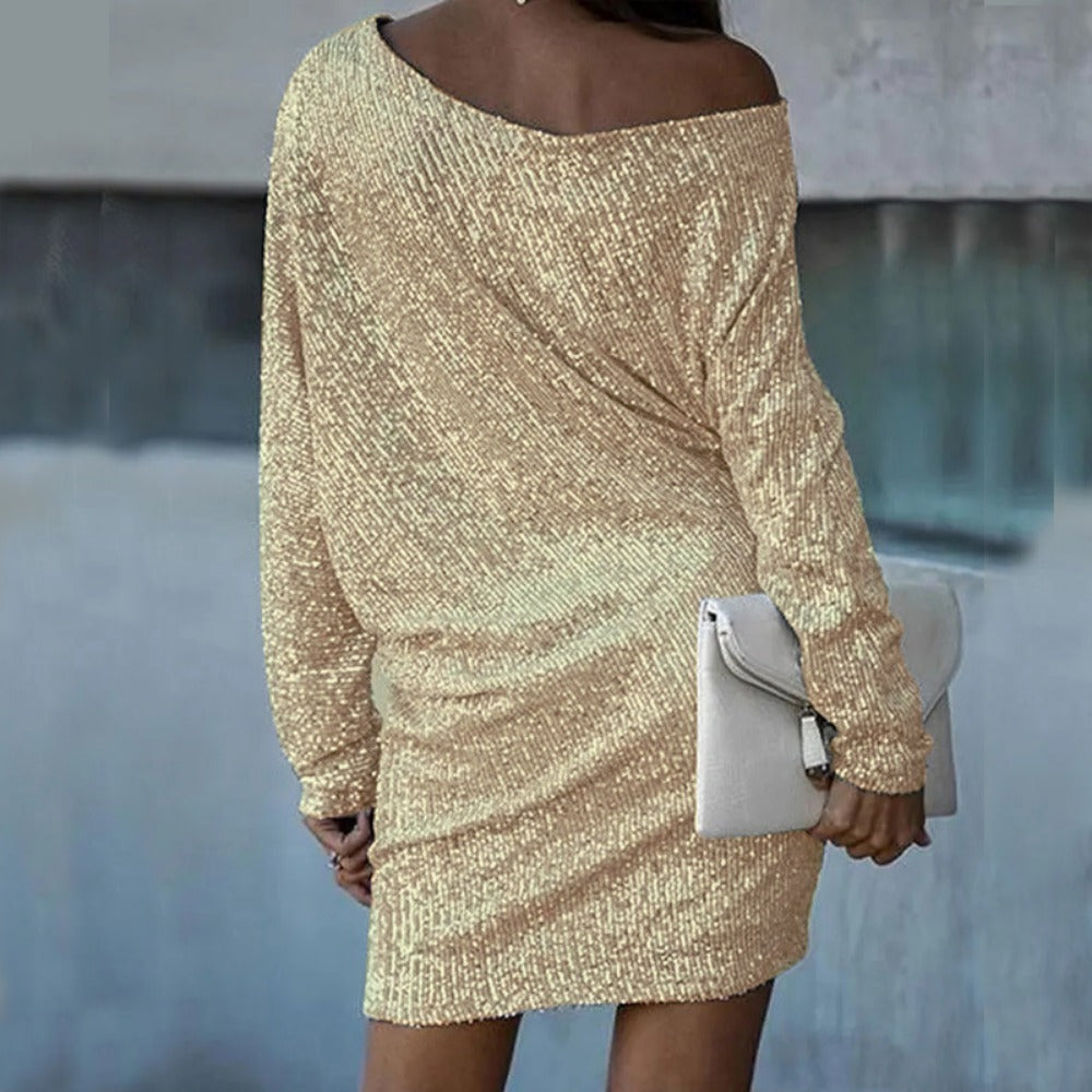 Sequin Off-Shoulder Mini Dress for Women - Elena