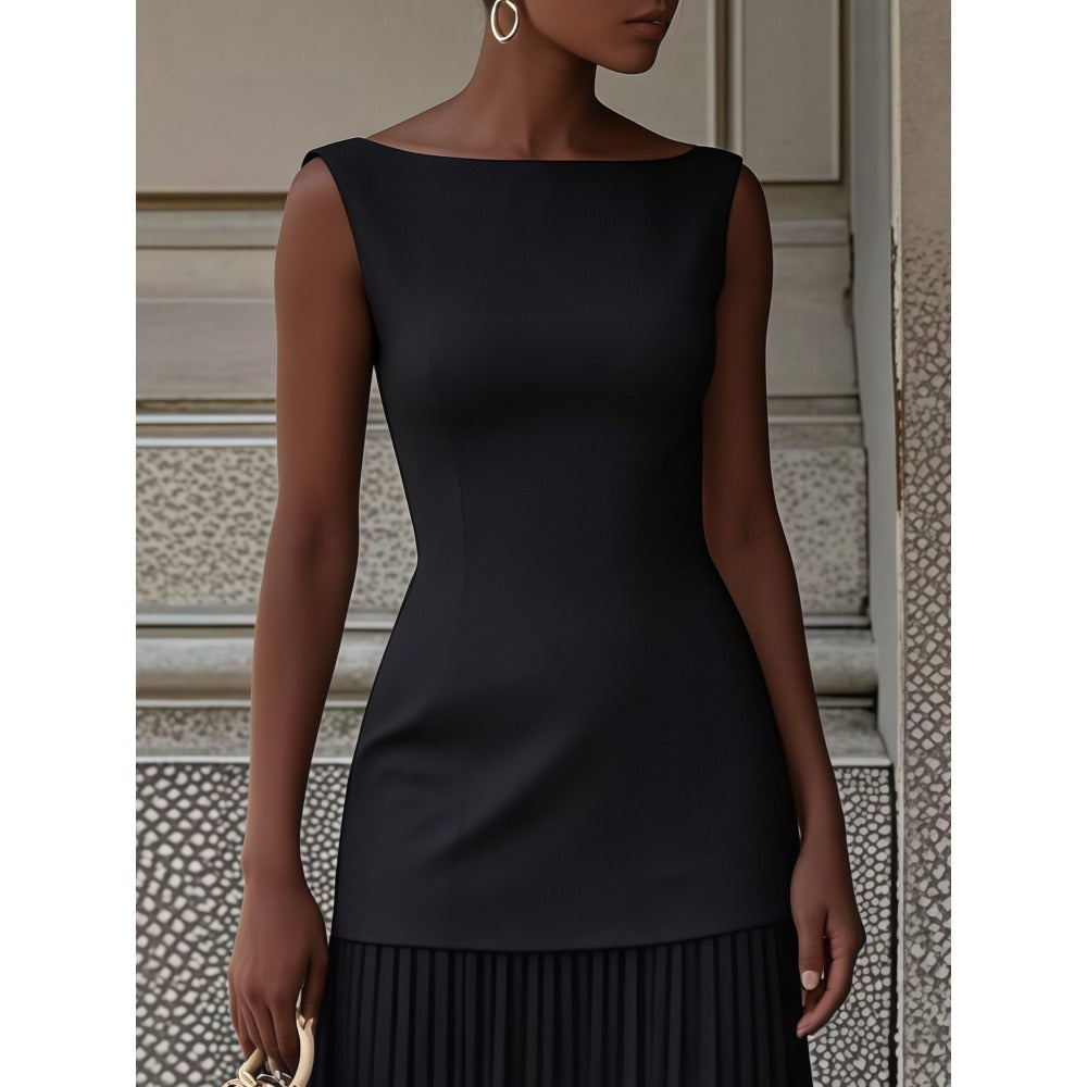 Sleeveless Maxi Dress with Pleated Skirt for Women - Giusy