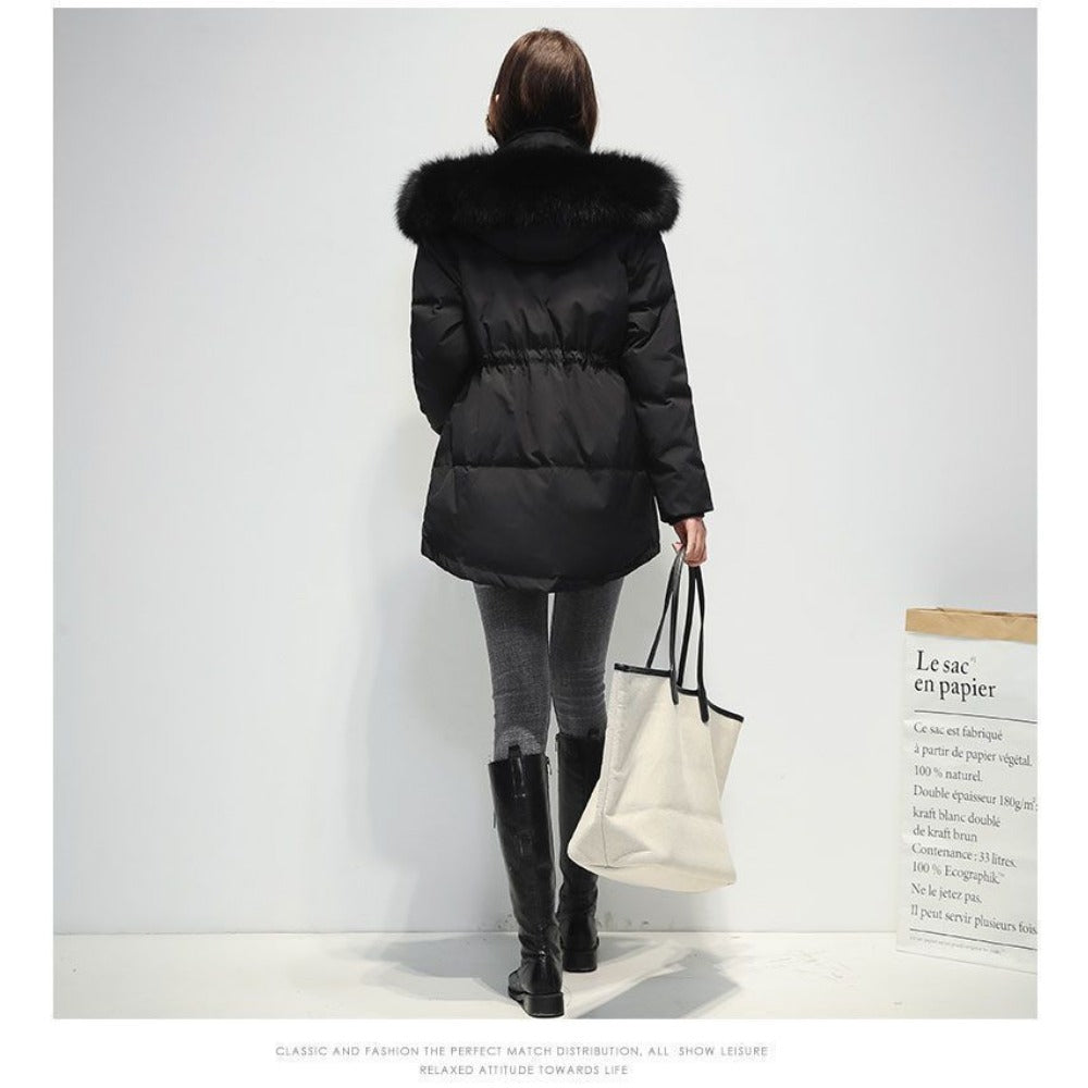 Puffer Jacket with Fur Hood for Women - Loredana