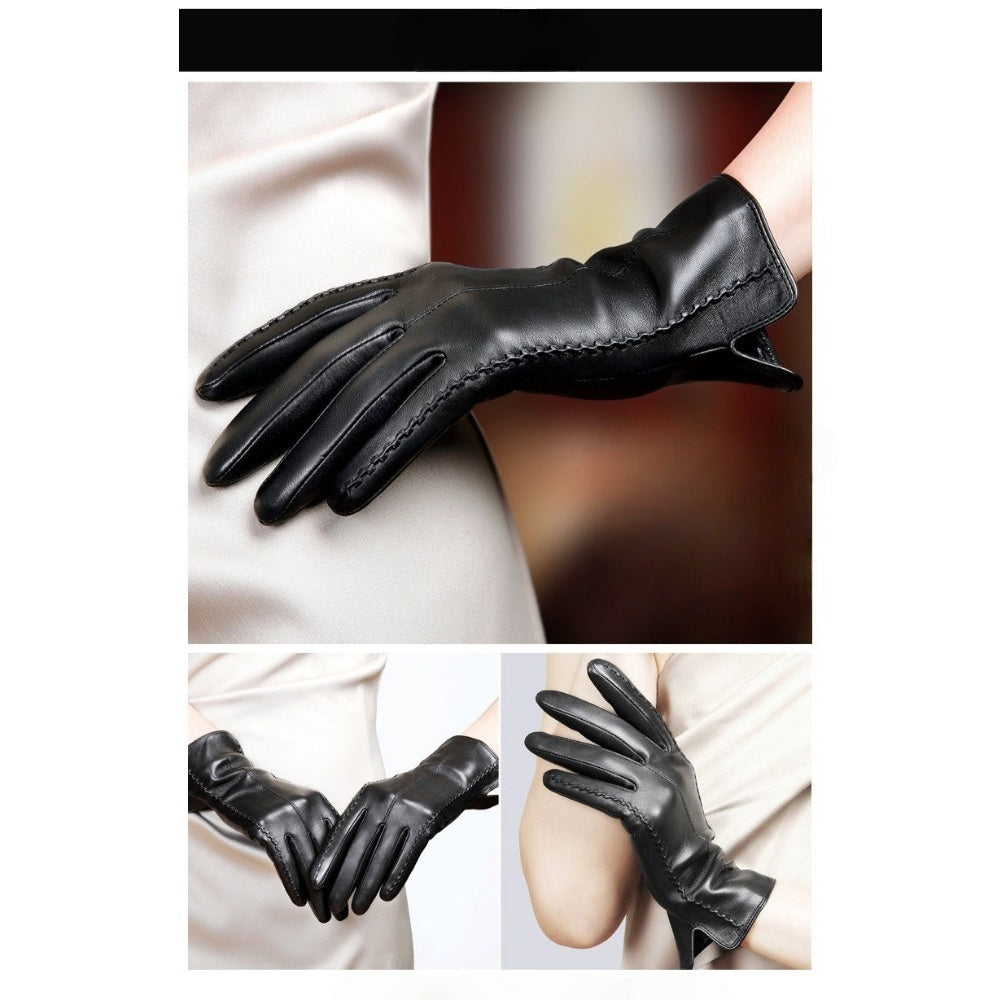 Sheepskin Leather Fleece Lined Gloves for Women - Bruna
