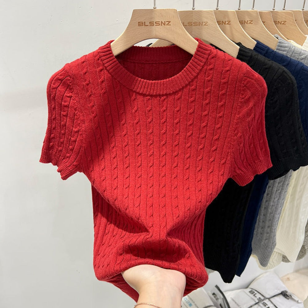 Short Sleeve Knit Sweater Top for Women - Eva