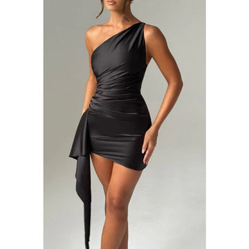 One Shoulder Ruched Mini Dress for Women - Bice