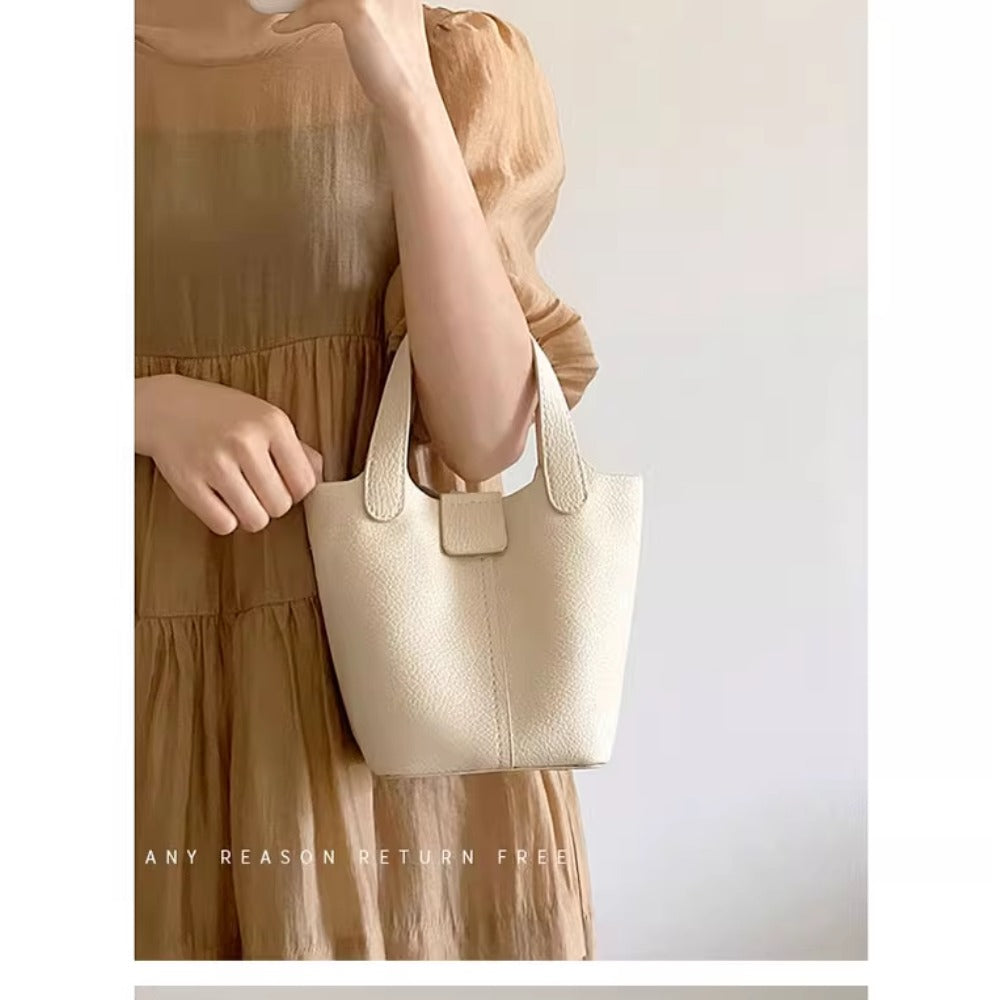 Small Leather Tote Handbag with Handles for Women - Liliana