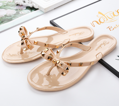Trendy Slip On Bow Studded Sliders for Women
