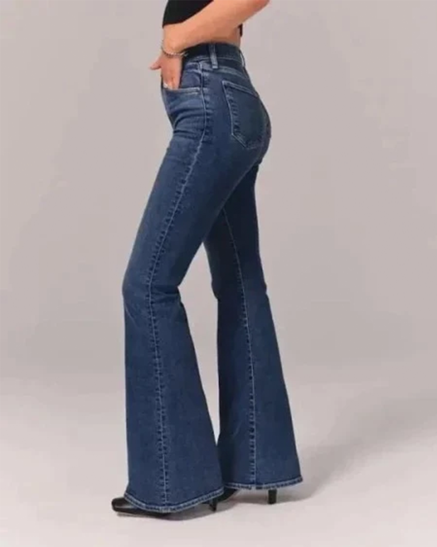 High Waisted Flared Jeans with Vintage Fit for Women