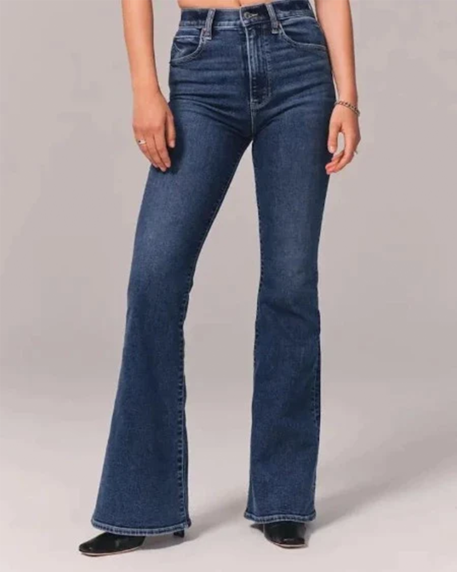 High Waisted Flared Jeans with Vintage Fit for Women