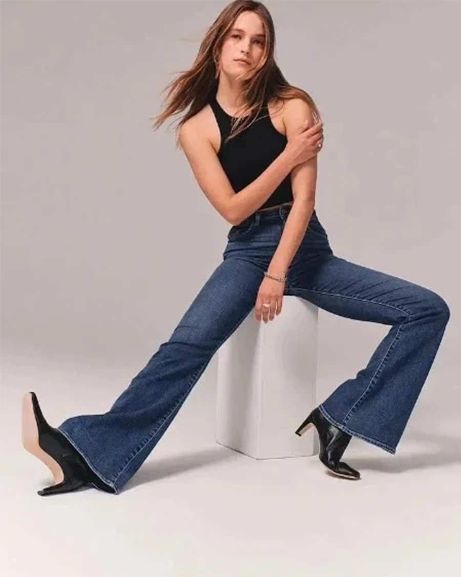 High Waisted Flared Jeans with Vintage Fit for Women
