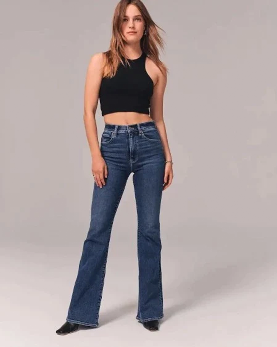 High Waisted Flared Jeans with Vintage Fit for Women