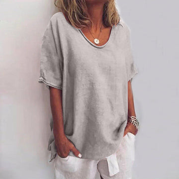 Classic Relaxed Fit Blouse for Women – Short Sleeve & Comfortable