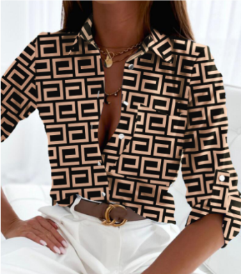 Casual Long Sleeve Button-Down Blouse for Women