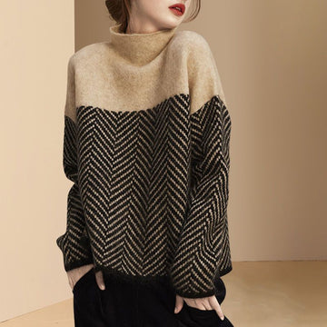 Women’s Casual Striped Knit Sweater with Long Sleeves