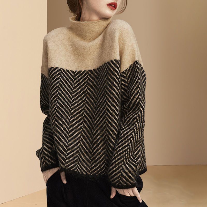 Women’s Casual Striped Knit Sweater with Long Sleeves
