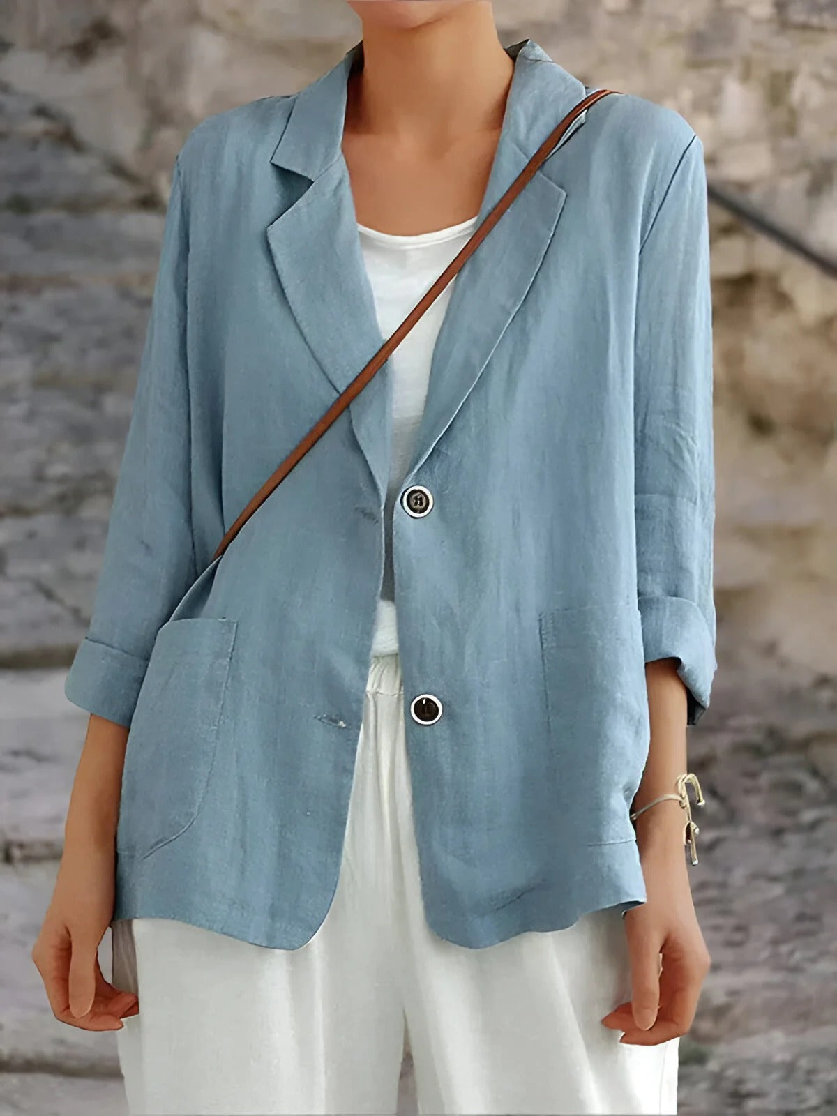 Lightweight Linen Casual Blazer with Long Sleeves for Women