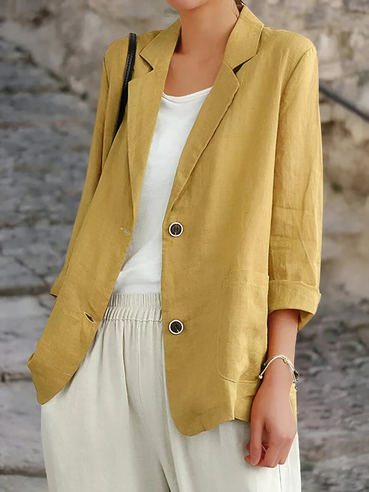 Lightweight Linen Casual Blazer with Long Sleeves for Women