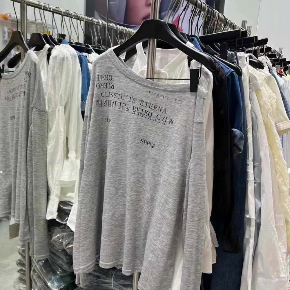 Graphic Print Long Sleeve T Shirt for Women - Nella