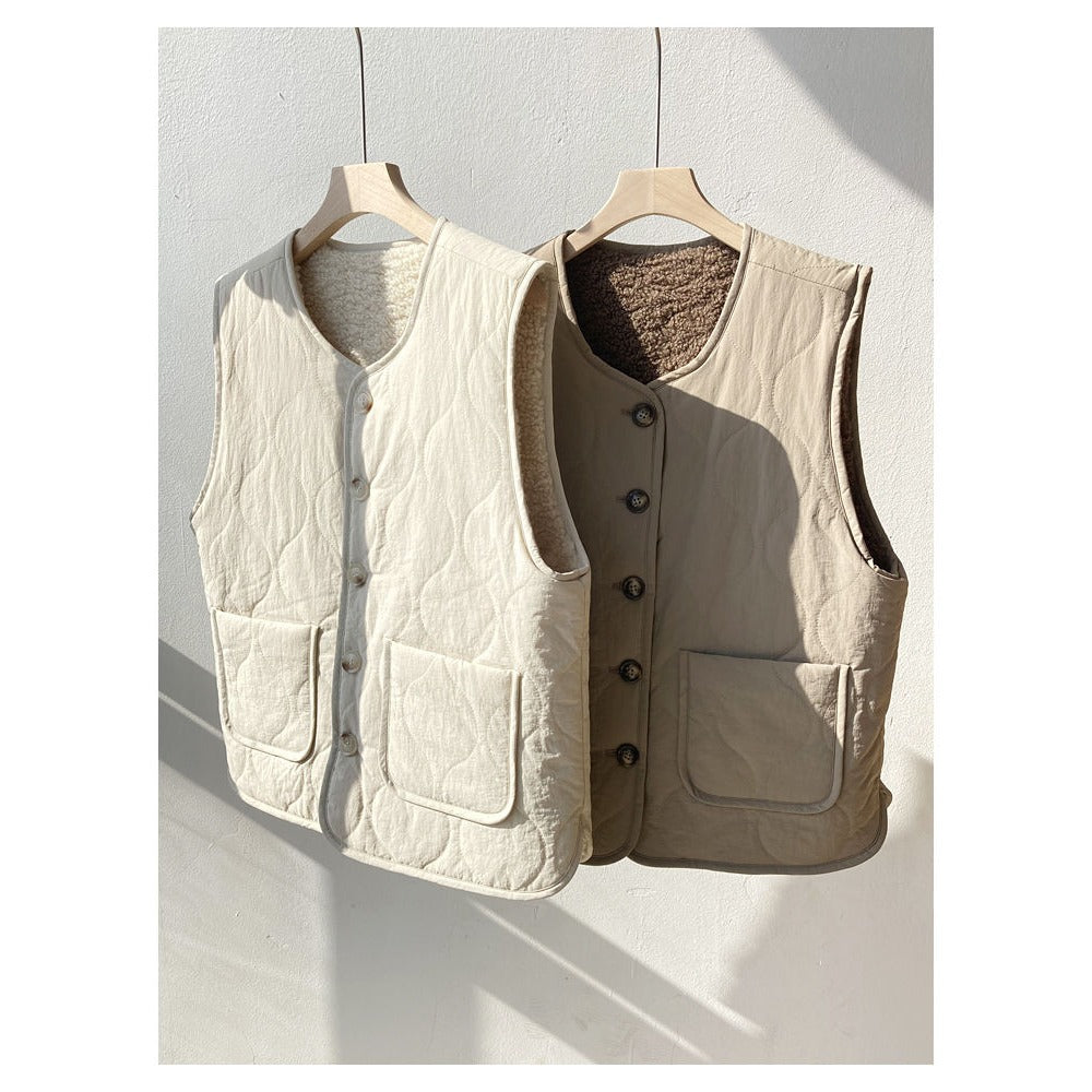 Reversible Quilted Jacket with Fleece Lining for Women - Oria