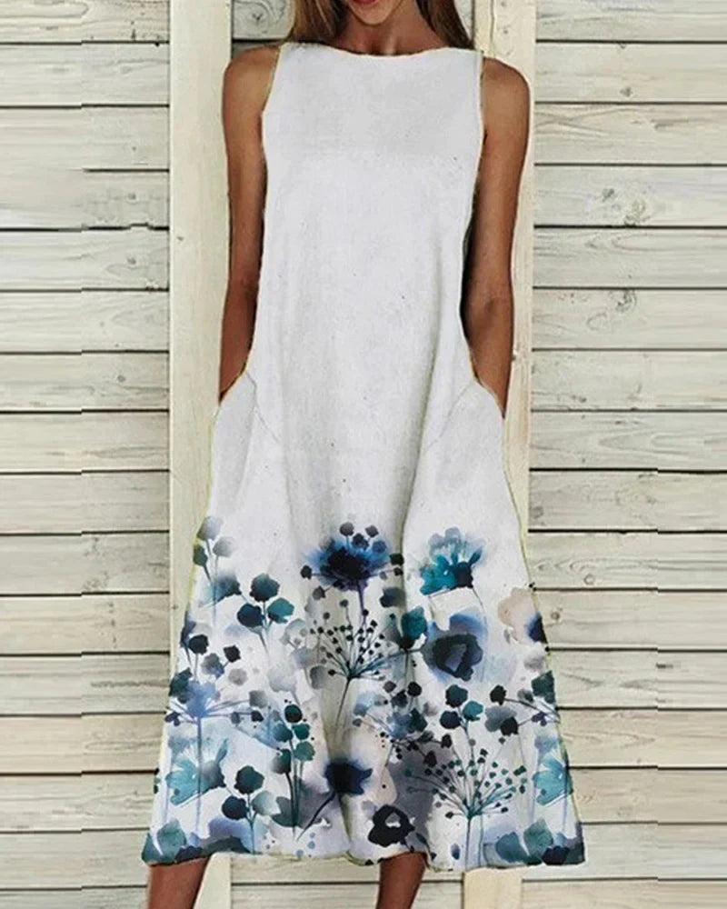 Breathable Floral Dress for Women – Midi Length