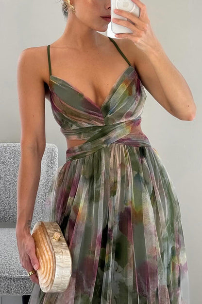 Party V-Neck Printing Dress| Long