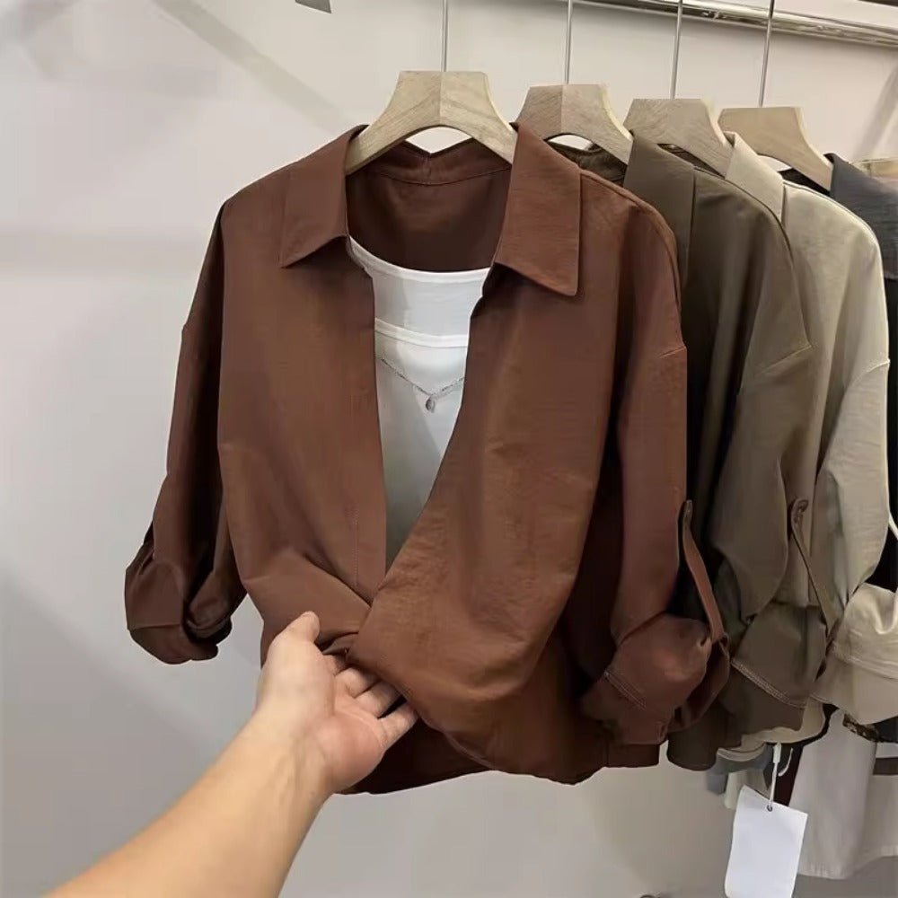 Faux Two Piece Long Sleeve Blouse for Women - Fiammetta