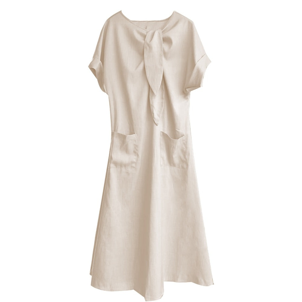 Maxi Dress with Bow and Pockets for Women - Maddalena