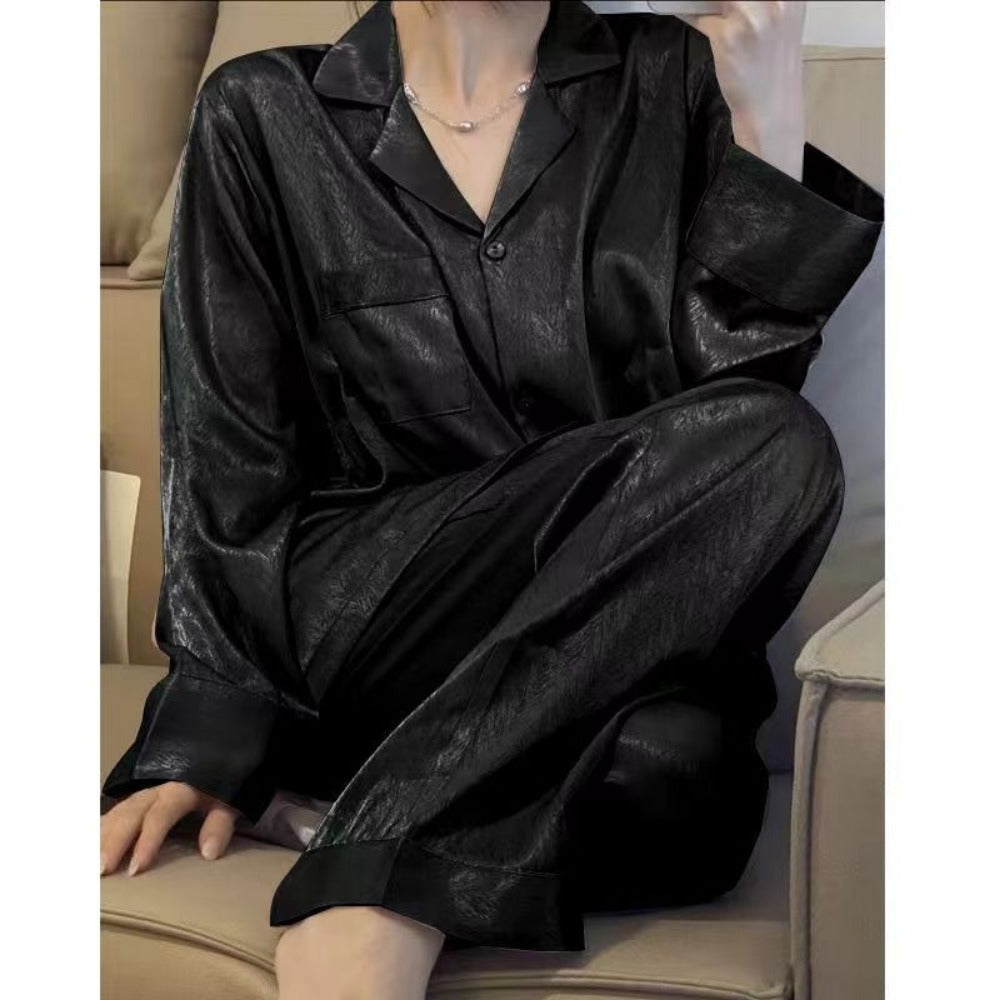 Satin Long Sleeve Pajama Set for Women - Claudia