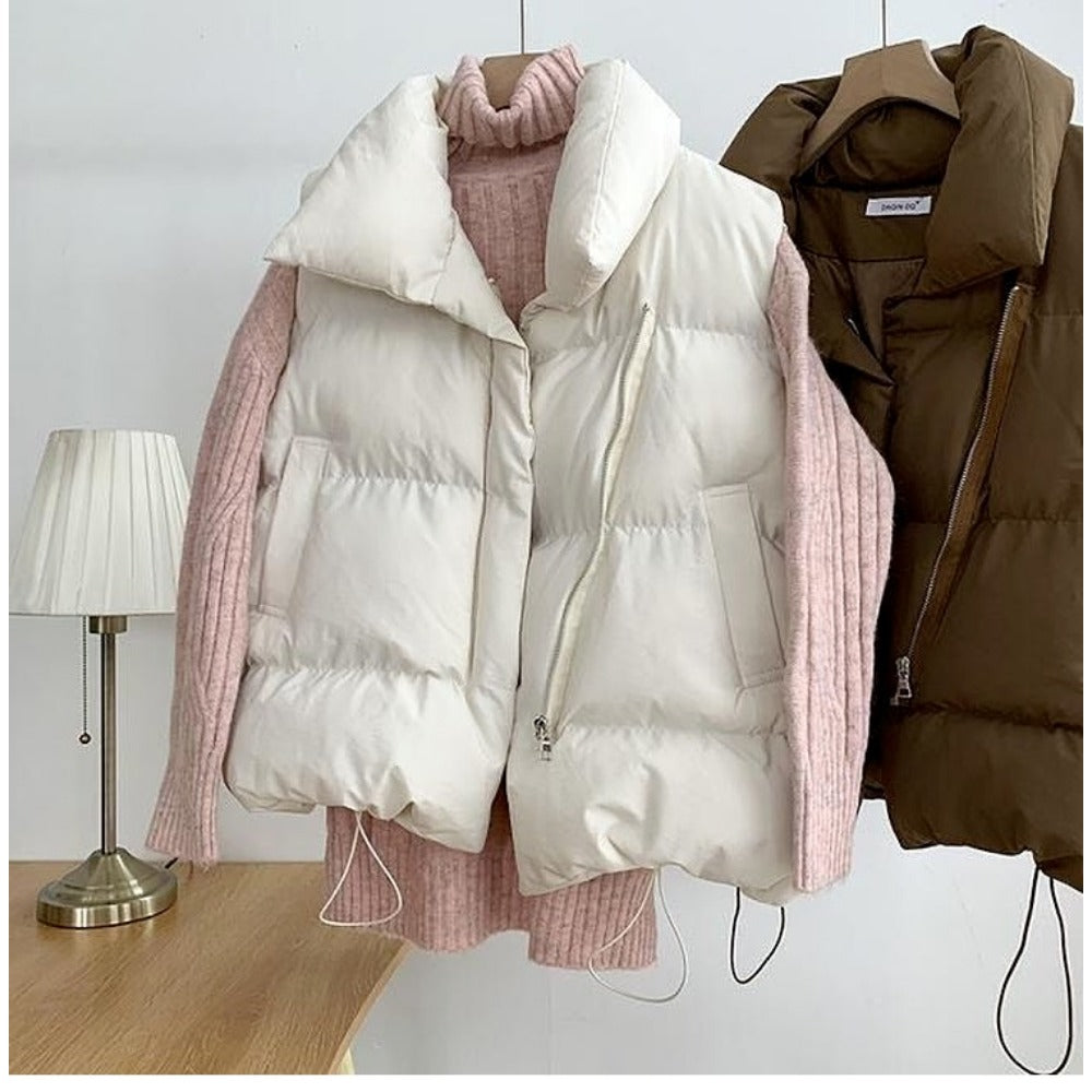 Puffer Vest with High Collar for Women - Mary
