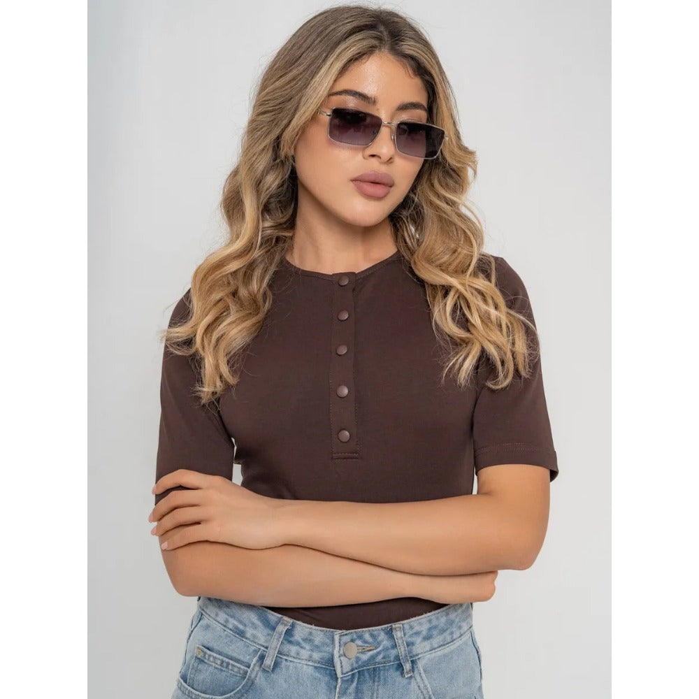 Short Sleeve Button Down Top for Women - Roberta