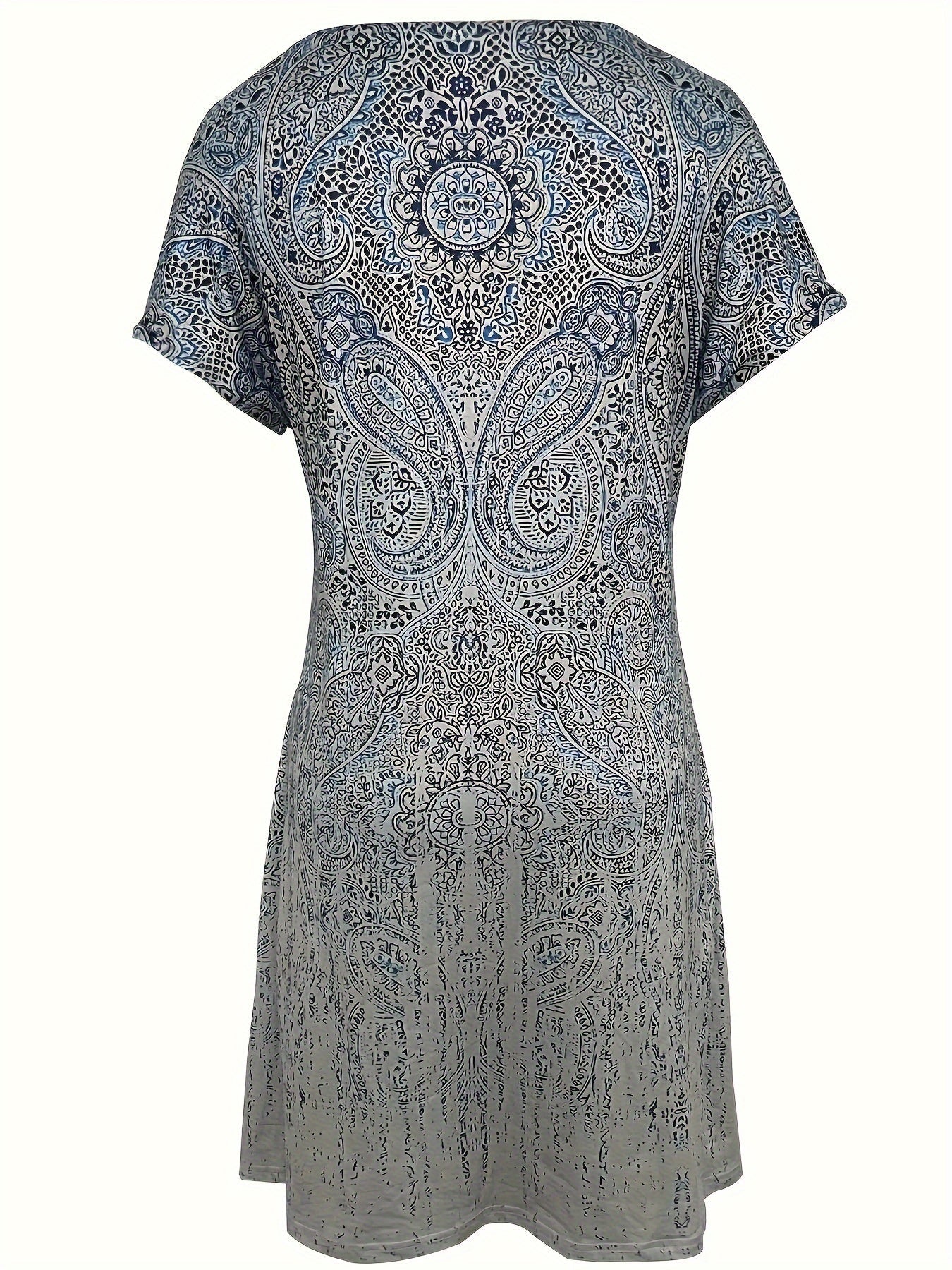 Women’s Summer Mini Dress with Crew Neck and Short Sleeves