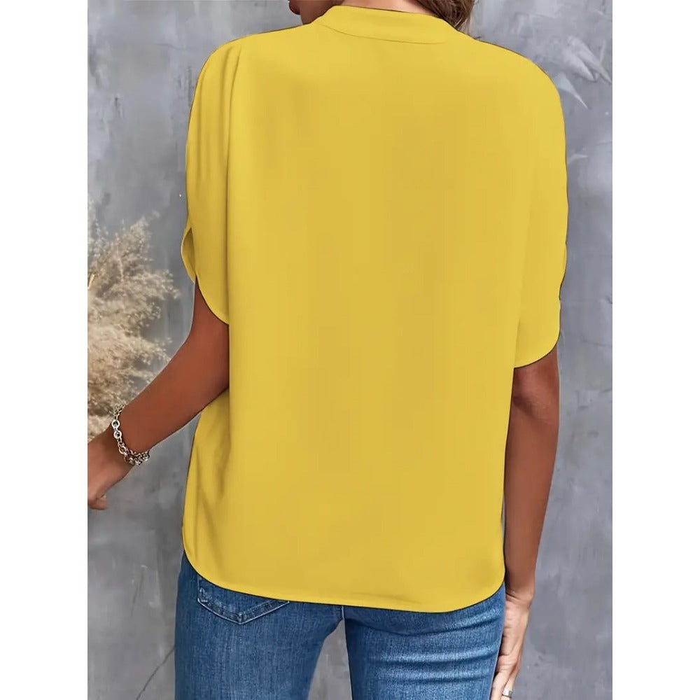 Short Sleeve V-Neck Blouse for Women - Romina