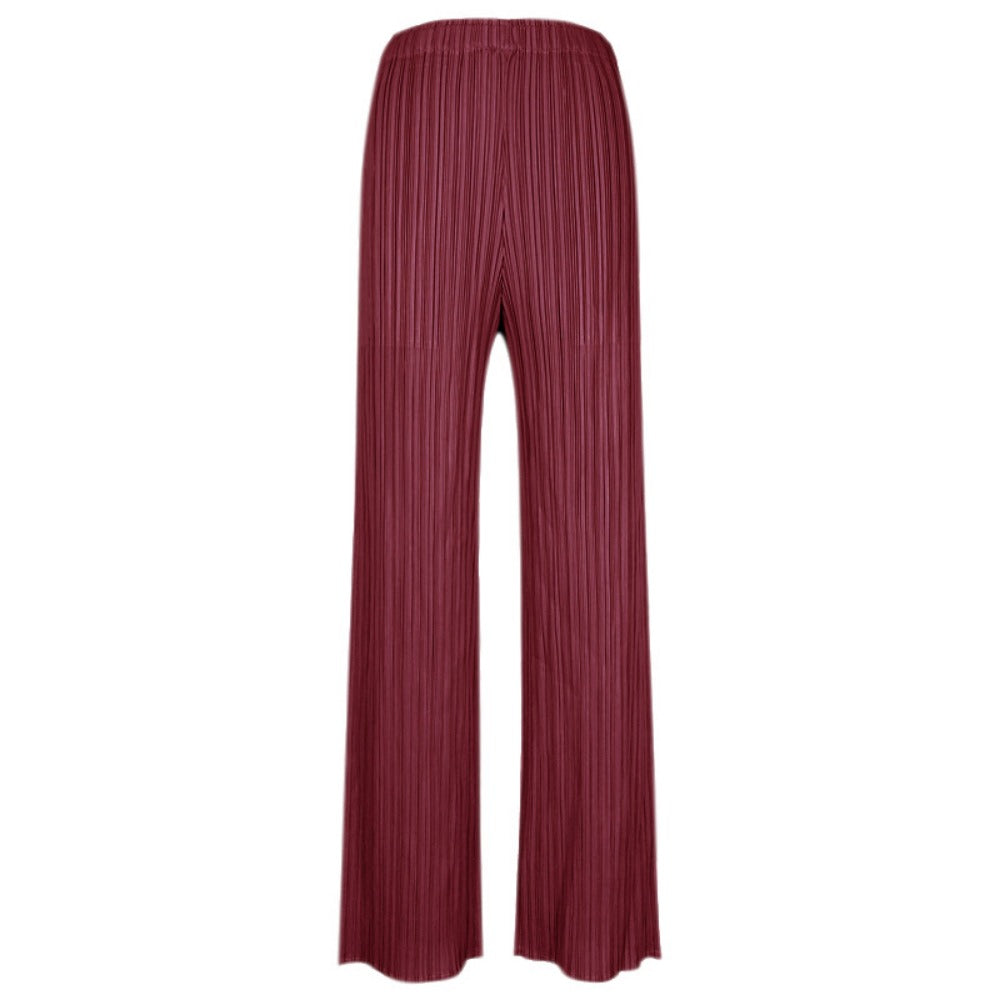 Pleated Wide Leg Pants with Elastic Waist for Women - Benedetta