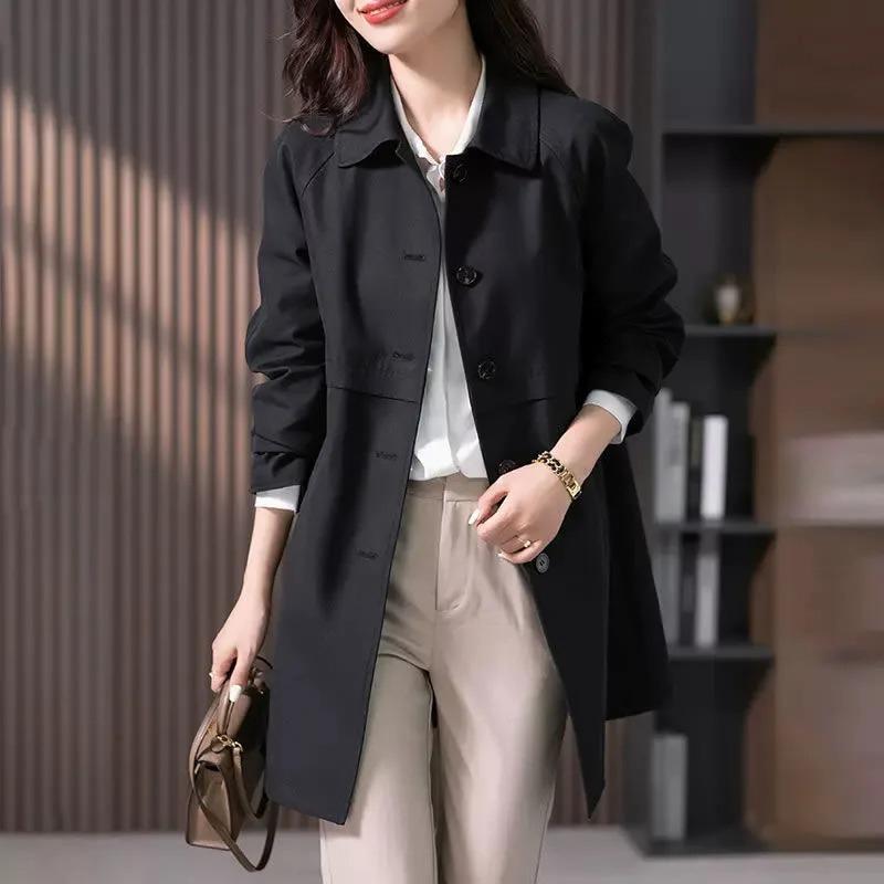 Women’s Short Trench Coat with Single Button