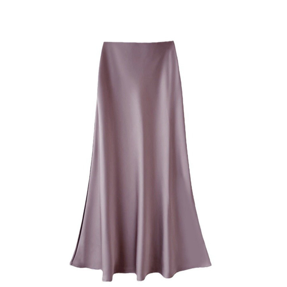 Satin Maxi Skirt with Elastic Waist for Women - Alda