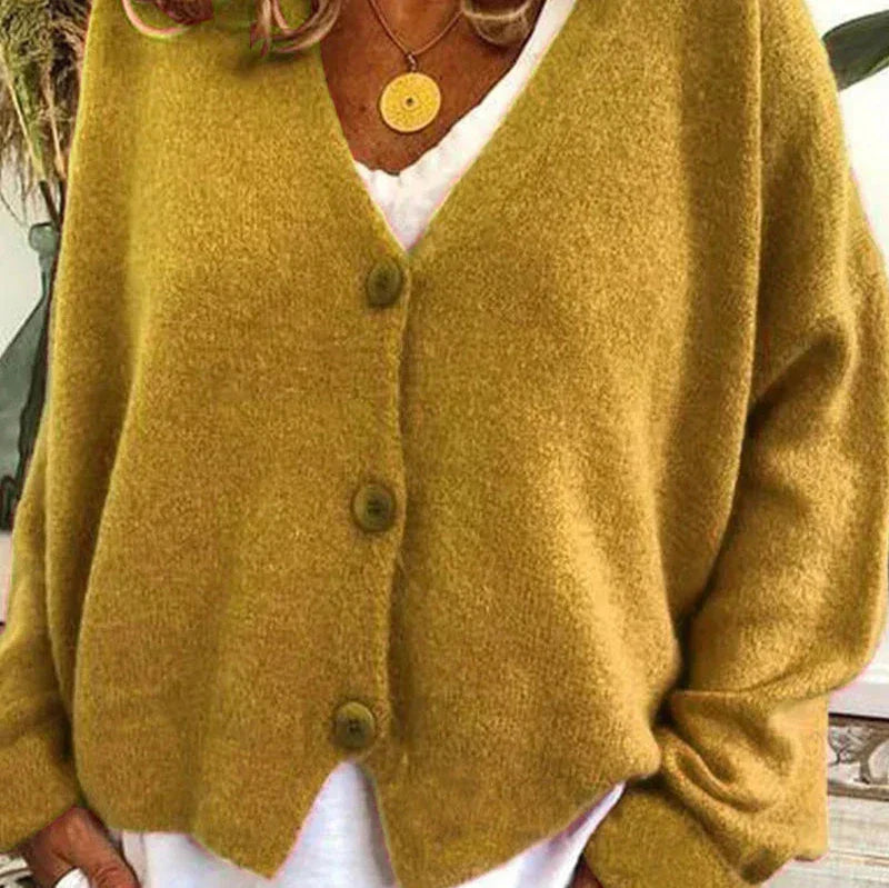 Women’s V Neck Cardigan with Button Front Closure