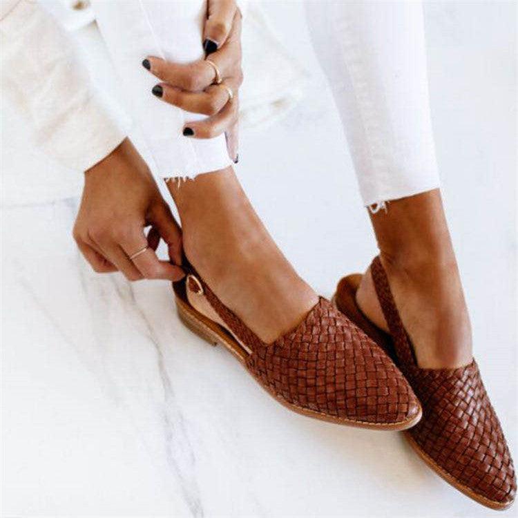 Breathable Slingback Flats for Women – Closed Toe & Textured