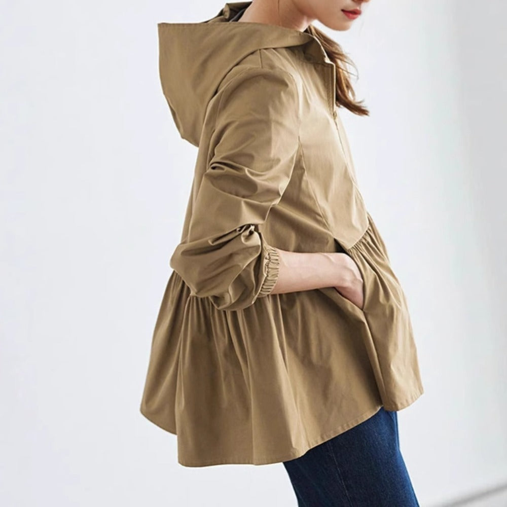 Hooded Long Sleeve Jacket with Pockets for Women - Fernanda