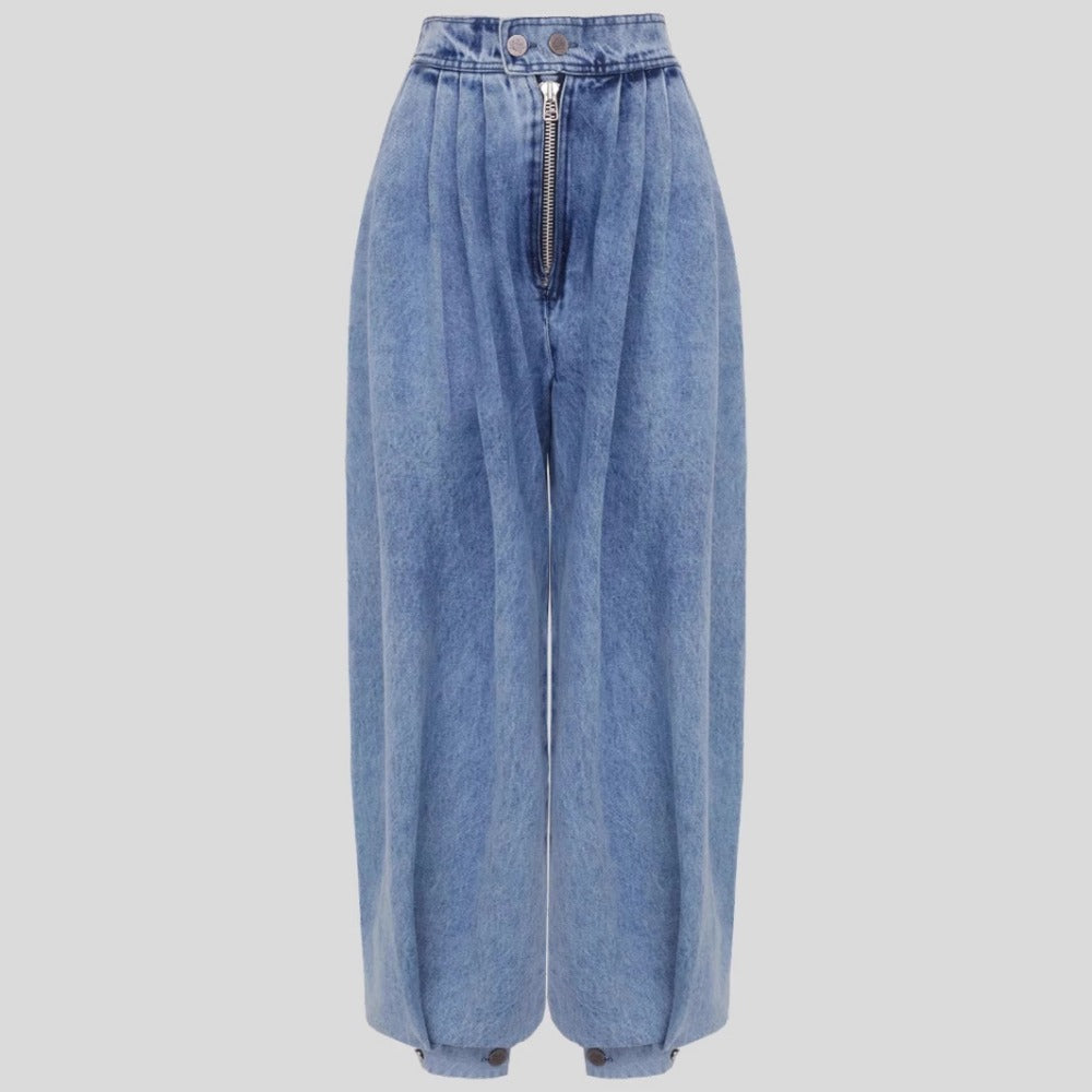 Light Blue Wide Leg High Waist Jeans for Women - Carla