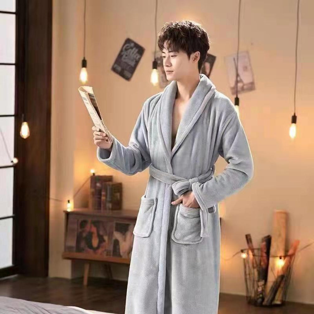 Fleece Bathrobe with Belt and Pockets for Men - Alessandra