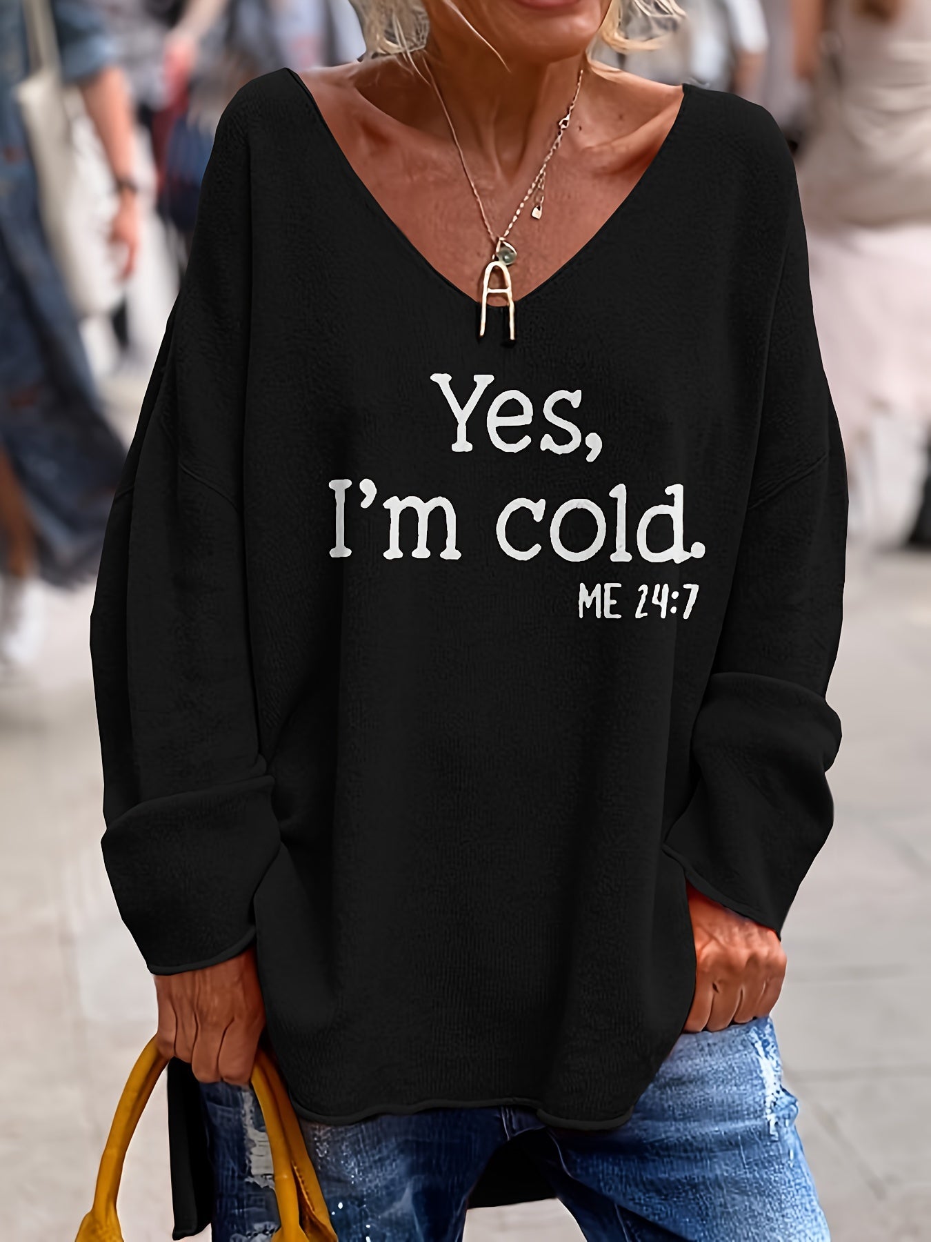 Casual Plus Size V-Neck Sweater for Women
