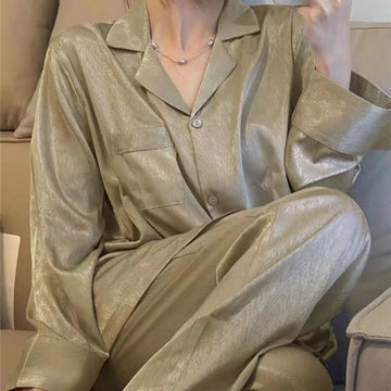 Satin Long Sleeve Pajama Set for Women - Claudia