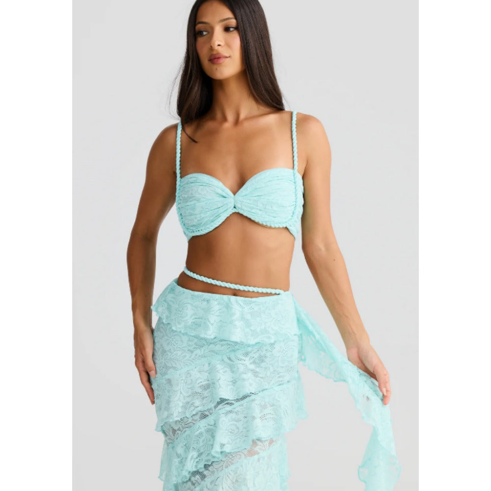 Lace Crop Top and Ruffled Skirt Set for Women - Licia