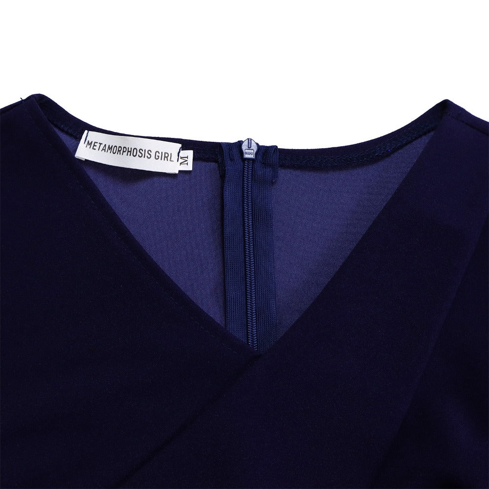 Pleated Knee Length Plus Size Dress for Women - Roberta