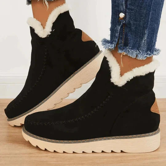 Soft Lined Ankle Boots with Sawtooth Sole for Women