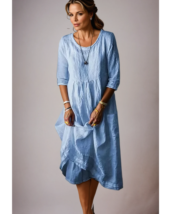 Stylish Midi Dress with 3/4 Sleeves for Women