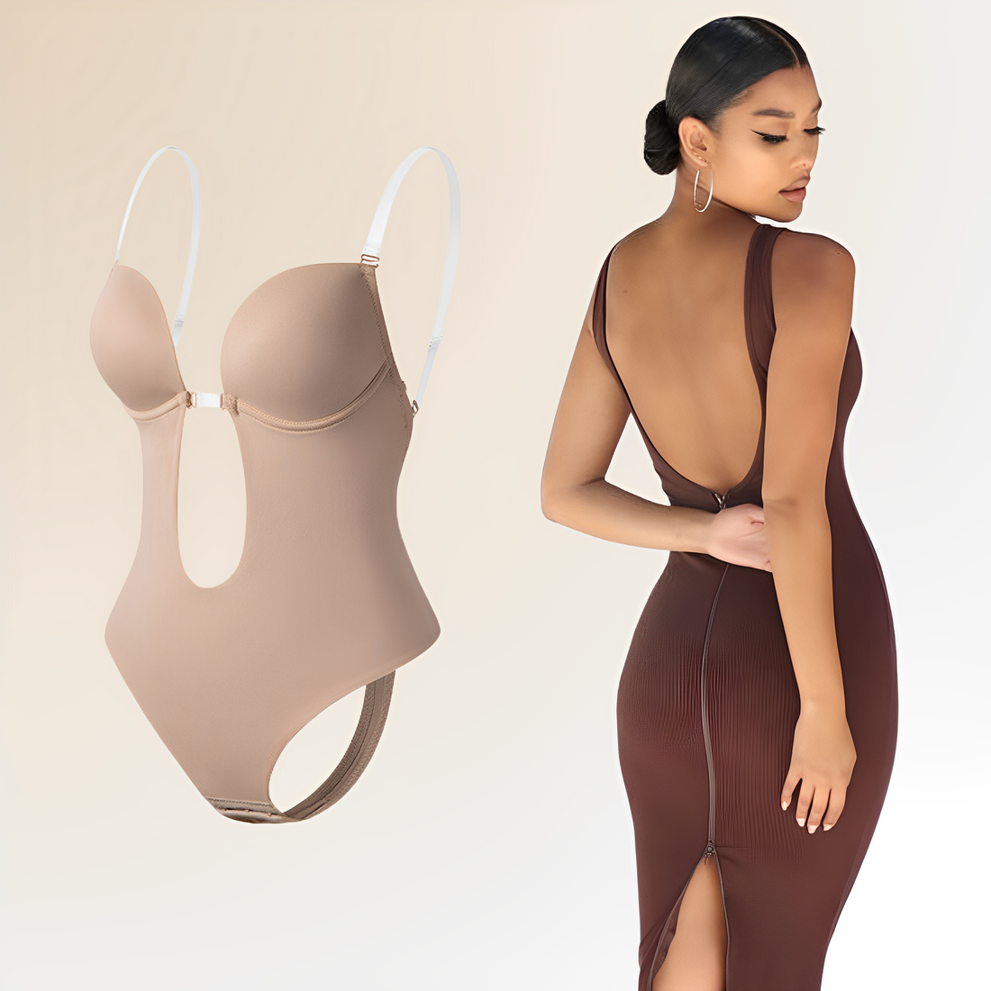 Women’s Elegant Backless Bodysuit Bra with Support