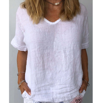 Casual Loose Fit V-Neck Top for Women